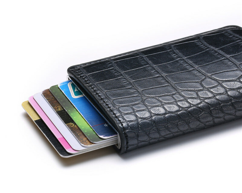 ZOVYVOL محفظة بشريحة RFID حافظة بطاقات التعريف الشخصية الألومنيوم السفر محفظة الأعمال الائتمان محفظة حمل بطاقات للجنسين المعادن حجب محافظ صغيرة