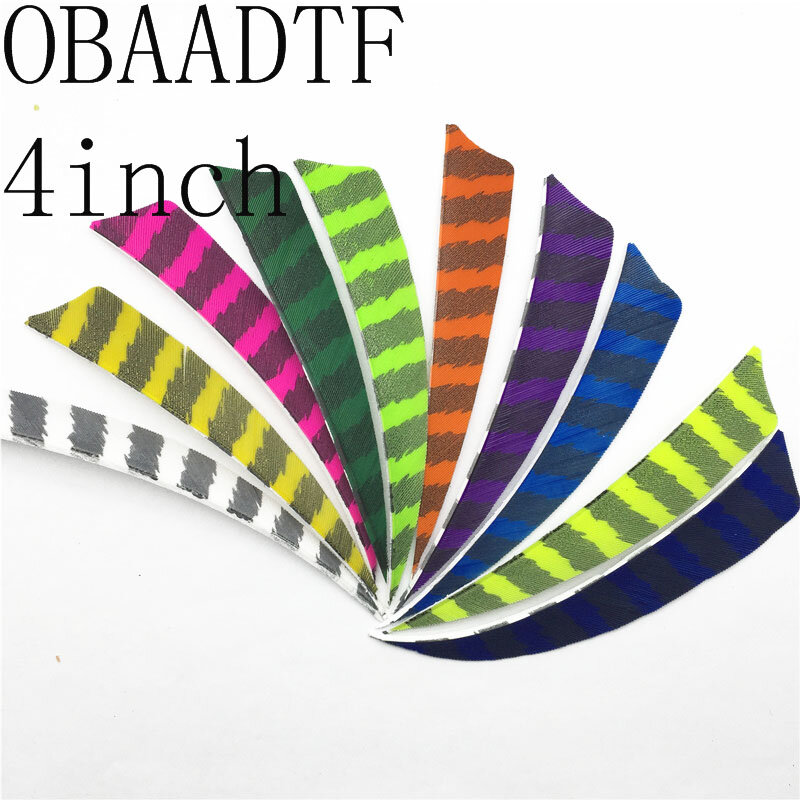 OBAADTF-درع مقطوع 4 بوصات ، 50 قطعة ، مخطط أبيض ، الرماية ، الصيد والرماية ، السهم ، الريش ، القائمة الجديدة