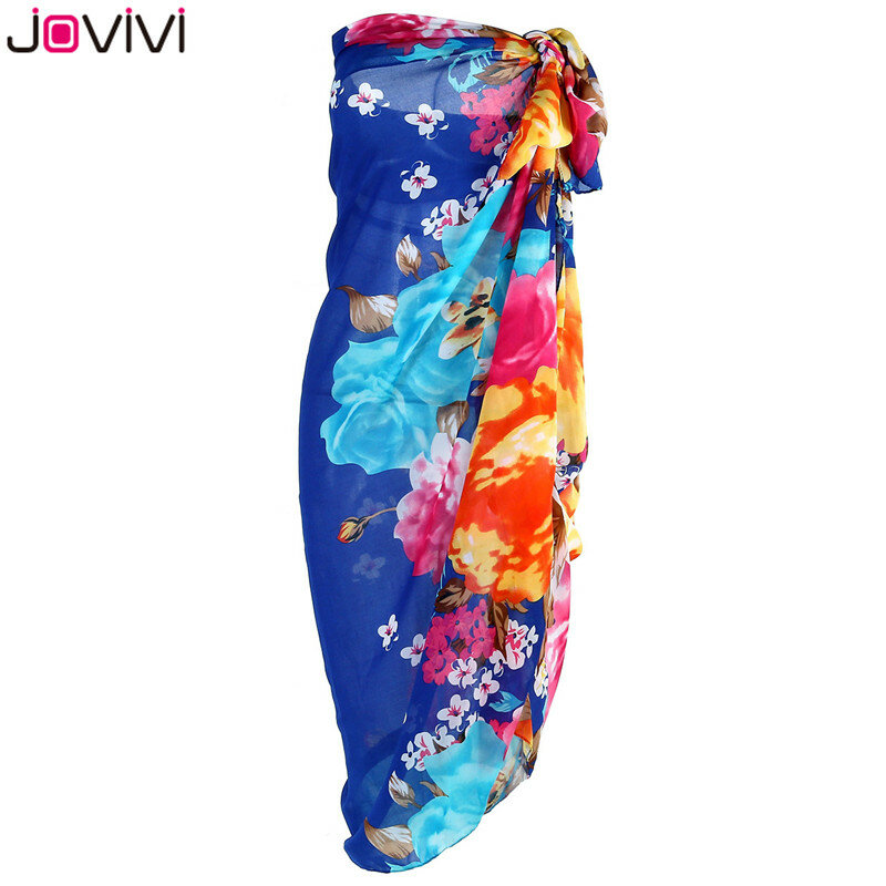 Jovivi 1 قطعة العلامة التجارية الجديدة المرأة الأزهار ملابس الشيفون التستر سارنغ للشاطئ ملابس السباحة التفاف لفصل الصيف 2 ألوان اختياري