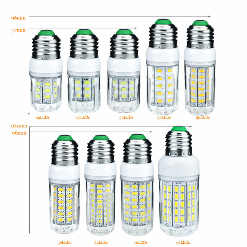 مصباح E27 LED ، E14 ، 3 ، 5 ، 7 ، 12 ، 15 ، 18 ، 20 ، 25 واط ، لمبة كوز الذرة SMD 5730 ، 220 فولت ، الثريا ، الشموع ، الأضواء المنزلية ، جديد