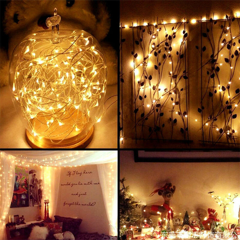 إكليل شجرة الكريسماس LED ، مصباح سلسلة يعمل بالبطارية للمنزل ، الزفاف ، رأس السنة ، الديكور ، 5 م 10 م