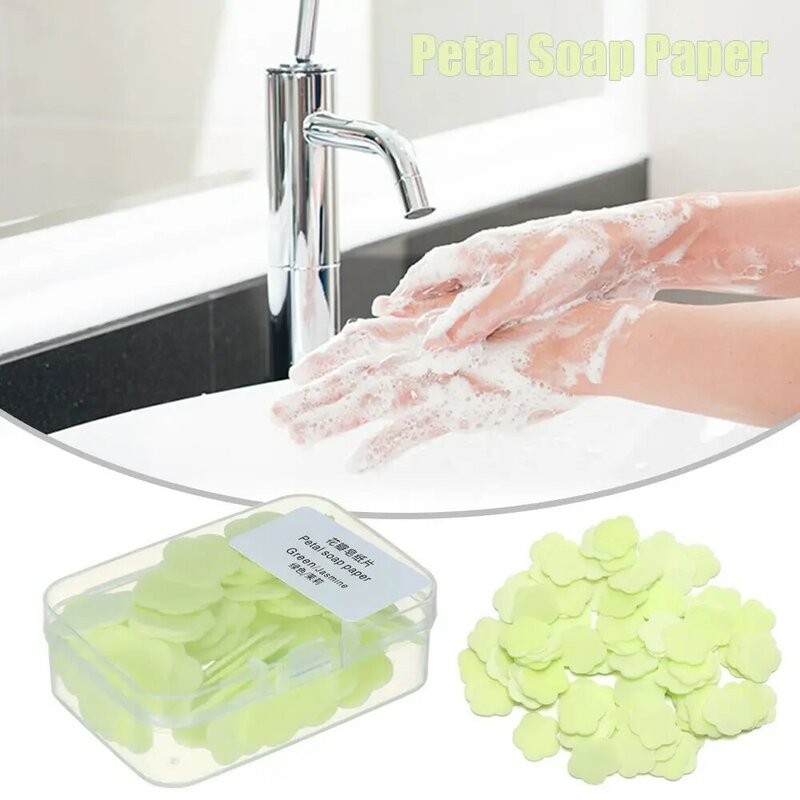 Outdoor One-time Disposable Portable Box Scented Slice Sheets Hand Wash Supplies Paper Cleaning Soaps Petals Soap Paper