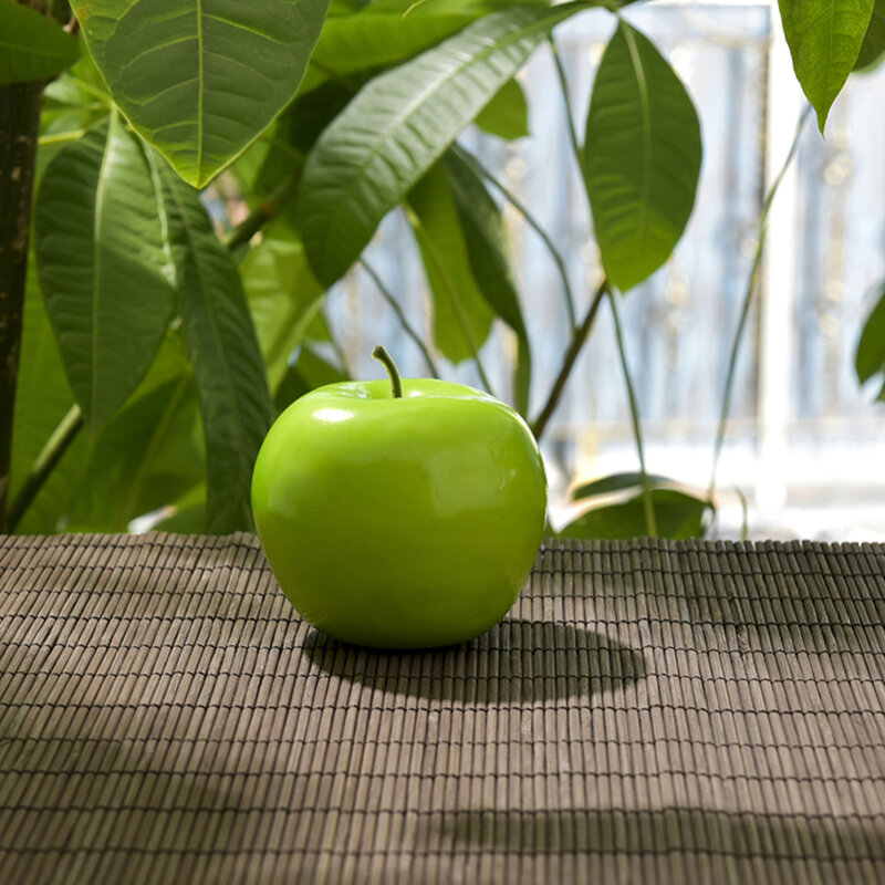 6 قطعة الاصطناعي الأخضر التفاح وهمية الفاكهة اللوحة نموذج المنزل الديكور التصوير الدعائم الاصطناعي أبل #4
