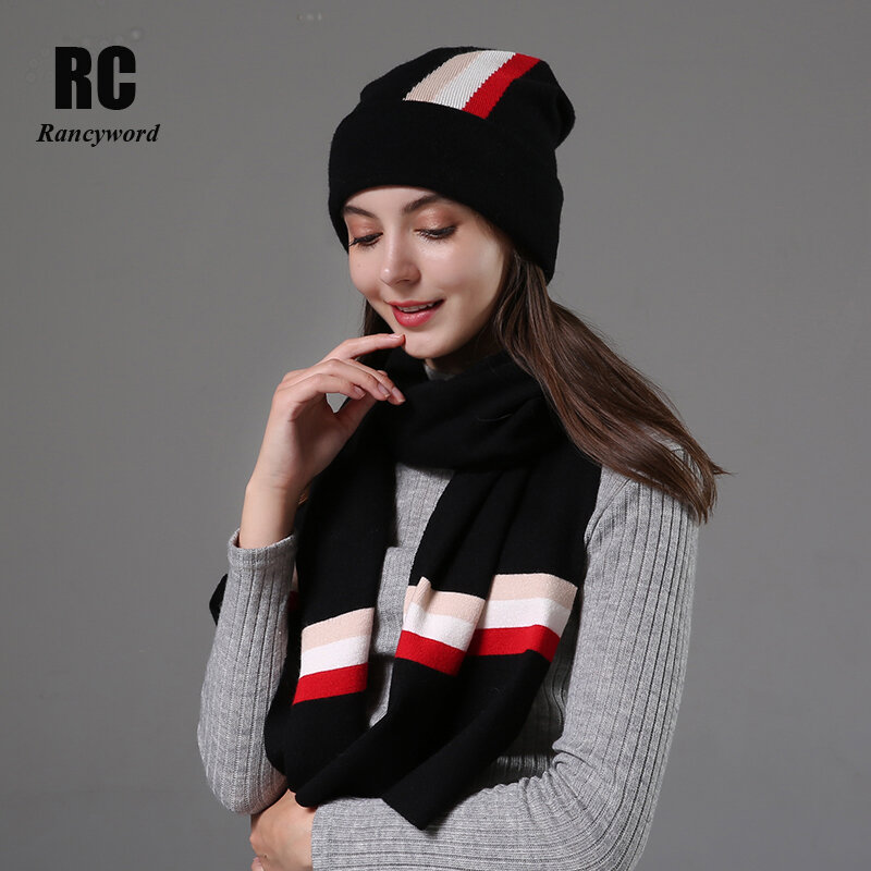 Rancyword-طقم قبعات شتوية للنساء ، قبعة شتوية محبوكة ، وشاح ، قبعات شتوية غير رسمية ، هدية للبنات ، RC2072 ، 2020