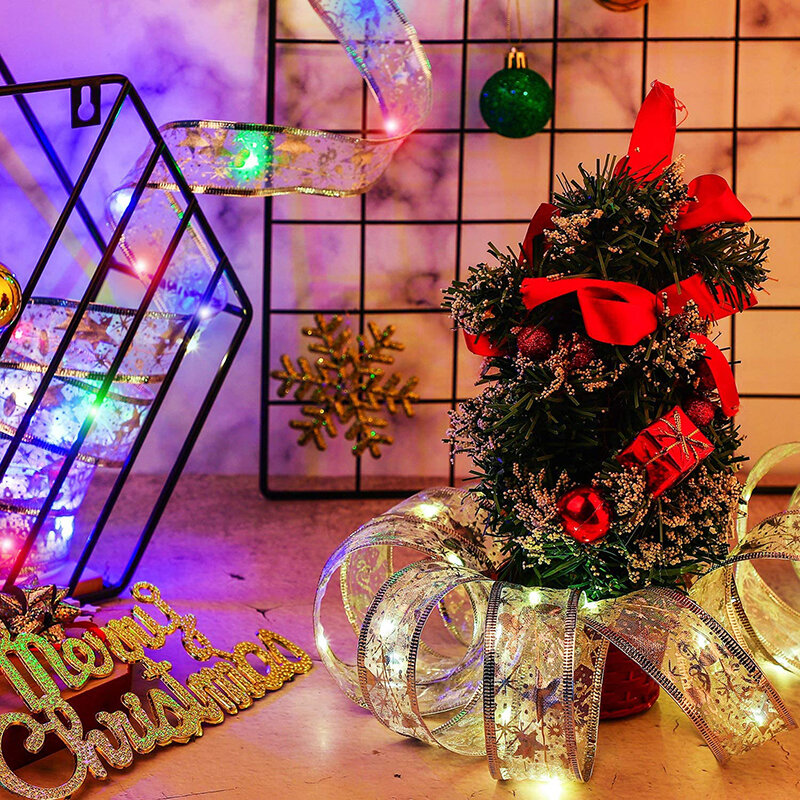 عيد الميلاد Led أضواء الشريط الانحناء شجرة عيد الميلاد طبقة مزدوجة الجنية سلاسل اللون البرنز شرائط حلية ديكور المنزل السنة الجديدة هدية