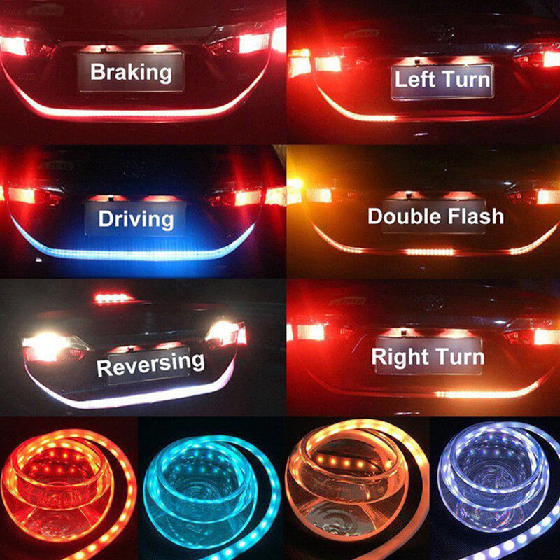 Promotion! 1.2m 12V Car Four Colors Flow Type 36 LED Car Tailgate Strip Waterproof Brake Driving Turn Signal Light