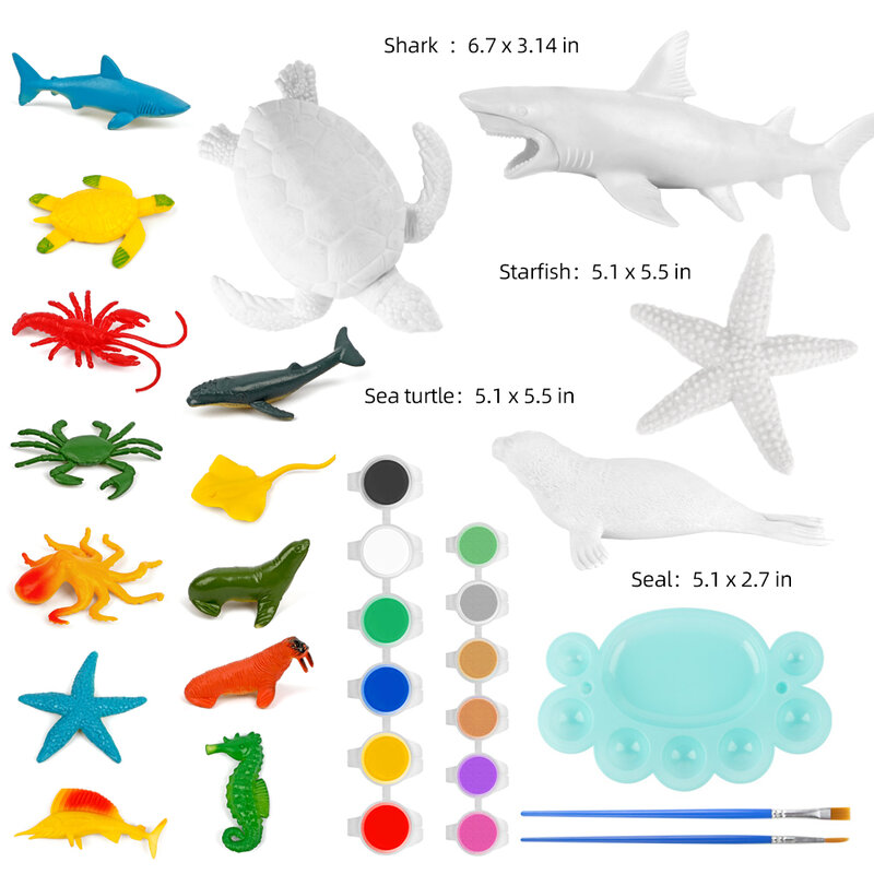 المحيط الحيوانات طقم الطلاء لعب الأطفال الحرف والفنون مجموعة الحياة البحرية ألعاب حيوانات لوازم الإبداع الطرف DIY بها بنفسك هدية