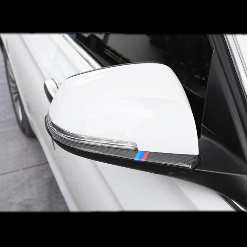 ألياف الكربون تصفيف السيارة مرايا الرؤية الخلفية غطاء الكسوة شرائط ملصق لسيارات BMW 1 2 3 4 سلسلة X1 F20 F30 F31 F34 E84 اكسسوارات