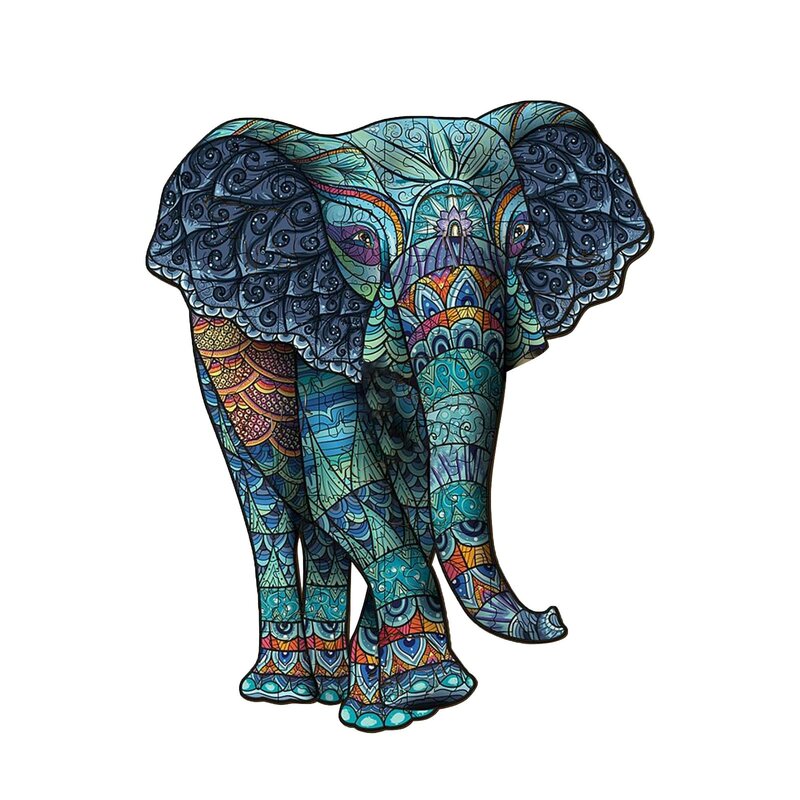 الفيل القبلية خشبية لغز فريد شكل قطع الحيوان للكبار والأطفال لعبة الأطفال ما قبل المدرسة السحر الفكرية