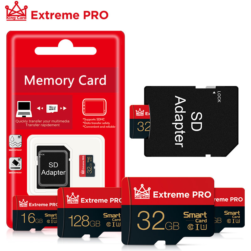 بطاقة ذاكرة micro sd ، 8 جيجابايت ، 16 جيجابايت ، 32 جيجابايت ، فئة 10 ، 64 جيجابايت ، 128 جيجابايت ، فلاش صغير TF مع محول هدايا مجاني
