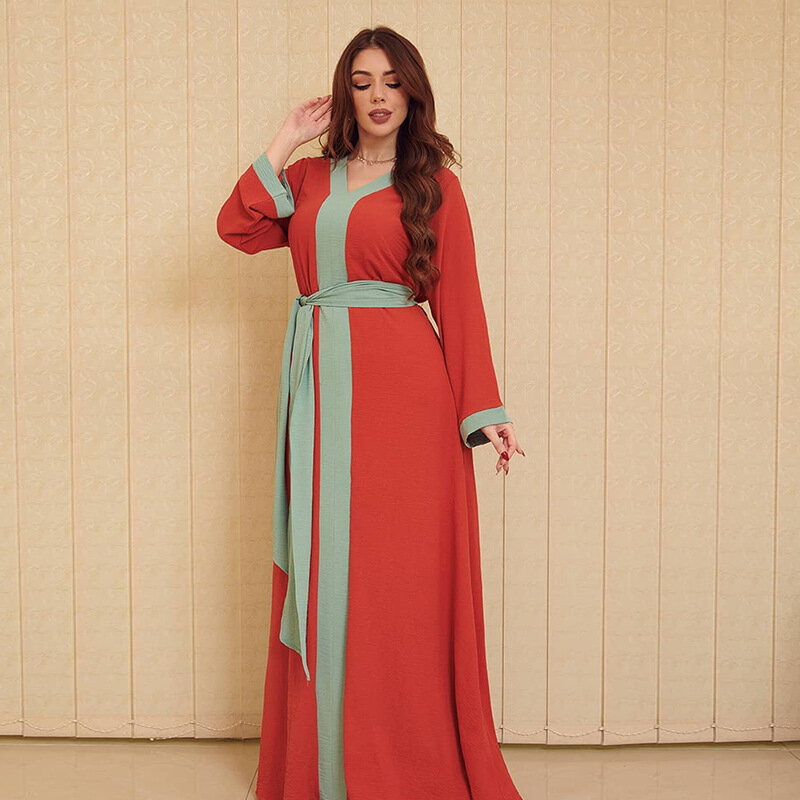 فستان مسلم للنساء سليم فستان بكم طويل أنقرة Robes دبي الإسلامية تركيا رمضان عباية طويلة ماكسي فستان خريف جديد 2021 #5