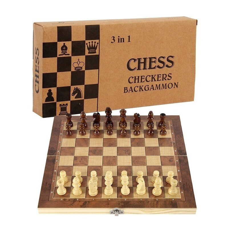 3 في 1 لعبة الشطرنج لعبة الداما لعبة الطاولة شطرنج خشبي