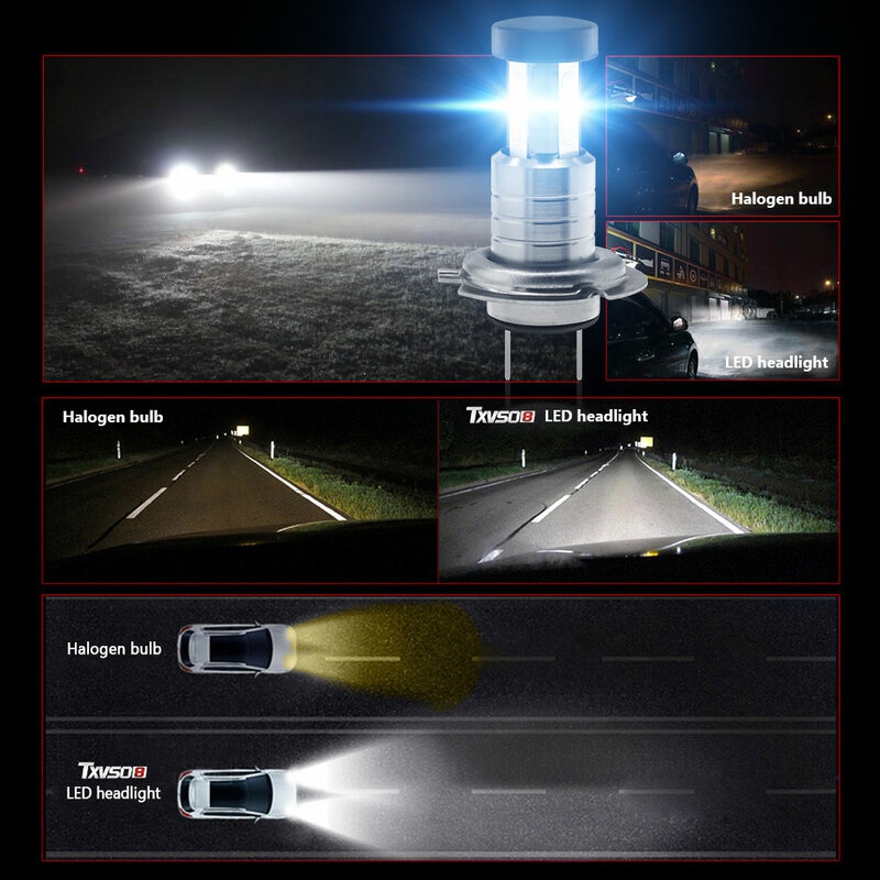 H7 Led أضواء السيارة 6000K الأبيض العلوي 110 W/Set كشافات 12 فولت السيارات مصابيح ضباب 26000LM لمبات السوبر مشرق منخفضة عالية الحزم العالمي
