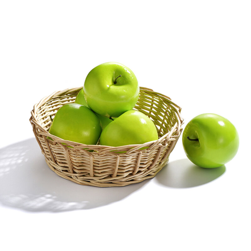 6 قطعة الاصطناعي الأخضر التفاح وهمية الفاكهة اللوحة نموذج المنزل الديكور التصوير الدعائم الاصطناعي أبل #6