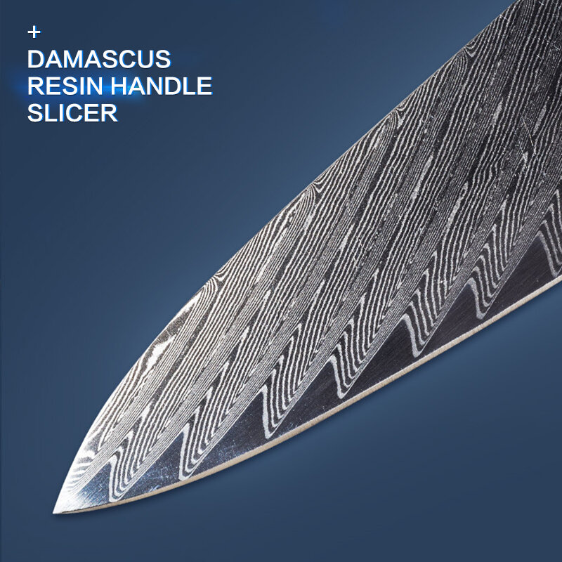 Qvzالشيف KnifeDamascus1-3 قطعة مجموعة المطبخ سكين الفولاذ المقاوم للصدأ قطع سكين تقطيع resingrip الخضار سكين الأسماك سكين
