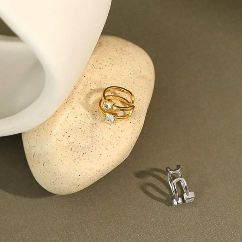 أقراط من S'STEEL مصنوعة من الفضة الإسترليني عيار 925 على شكل مشبك من الزركون مناسبة كهدية للسيدات أقراط من الذهب الفاخر الكوري مجوهرات راقية