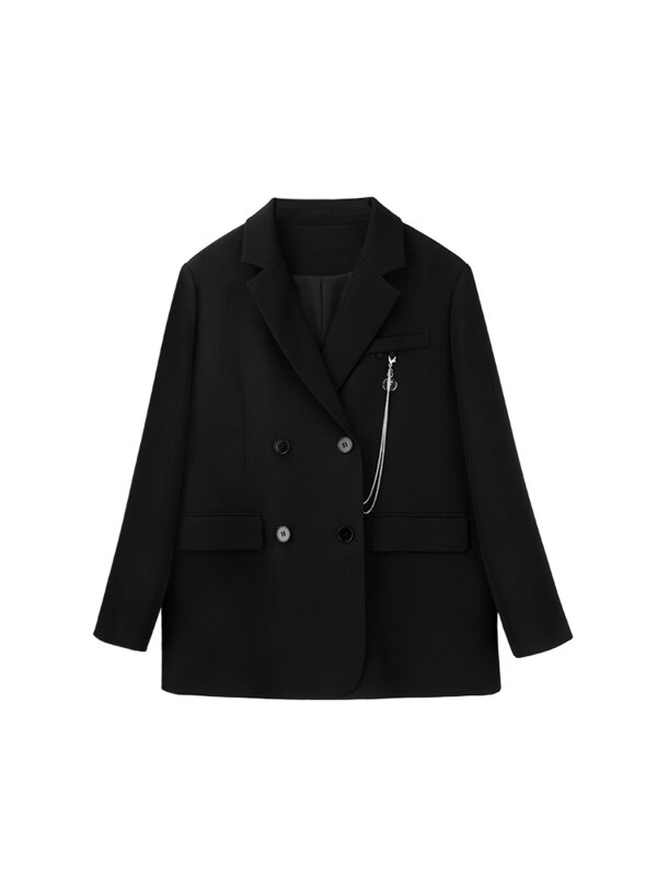 بدلة نسائية للحفلات موضة خريف 2021 بدلة سوداء سترة نسائية بتصميم تحسس كوري بريطاني بدلة صغيرة