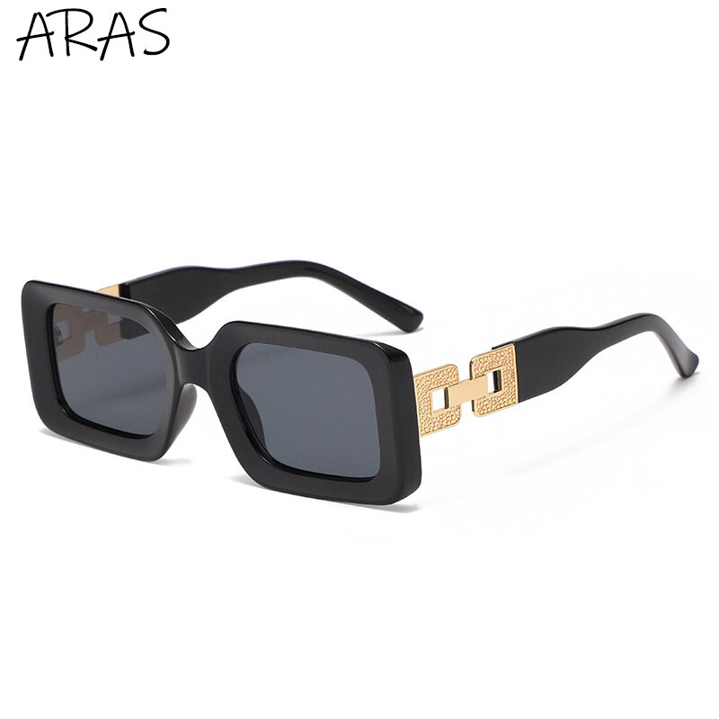 جديد صغير مستطيل النظارات الشمسية النساء الرجال الرجعية المعادن ساحة العلامة التجارية مصمم موضة الهيب هوب نظارات شمسية للإناث UV400 نظارات
