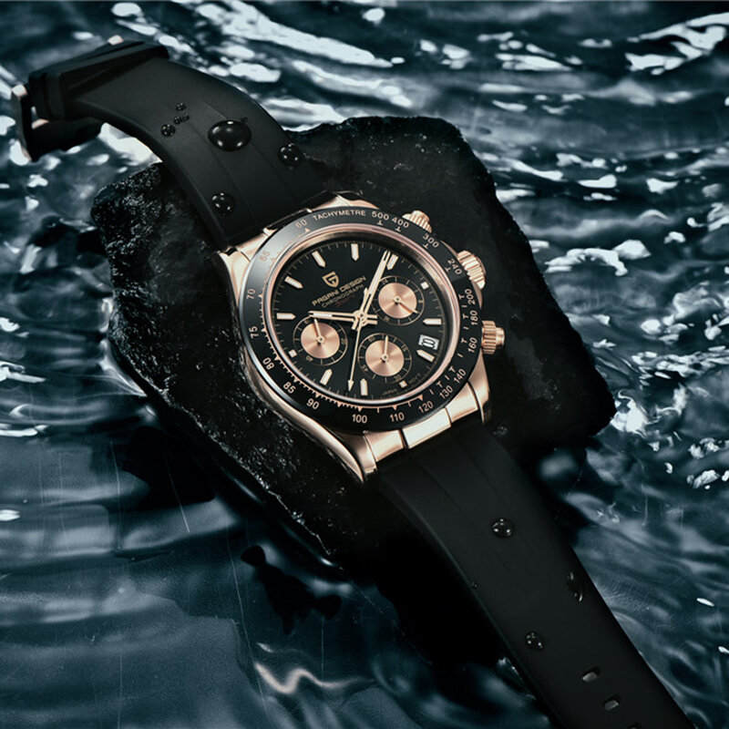 PAGANI تصميم العلامة التجارية الجديدة الرجال كوارتز ساعة اليد ساعة بحزام مطّاطي ساعة كرونوغراف فاخرة الياقوت الزجاج ساعة رياضية الرجال Relogio