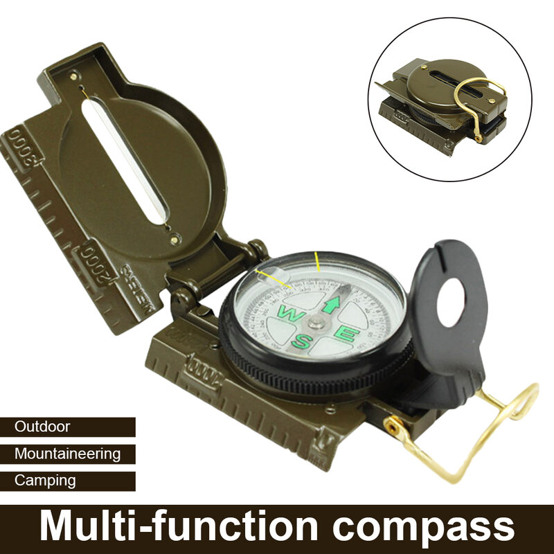 البوصلة المحمولة متعددة الوظائف الرؤية العسكرية الملاحة Lensatic البوصلة مع الميل للتخييم التنزه الظهر
