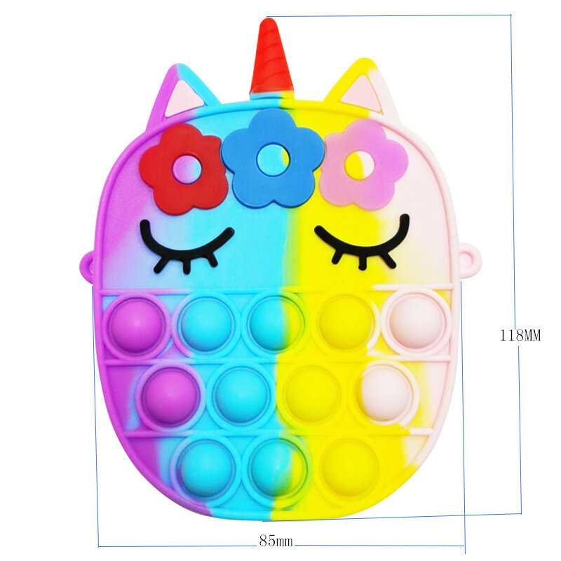 موضة ألعاب متململة دفع فقاعات لعبة قوس قزح يونيكورن محفظة نسائية للعملات المعدنية محفظة السيدات حقيبة السيليكا بسيطة الدمل حقائب كروسبودي ل...