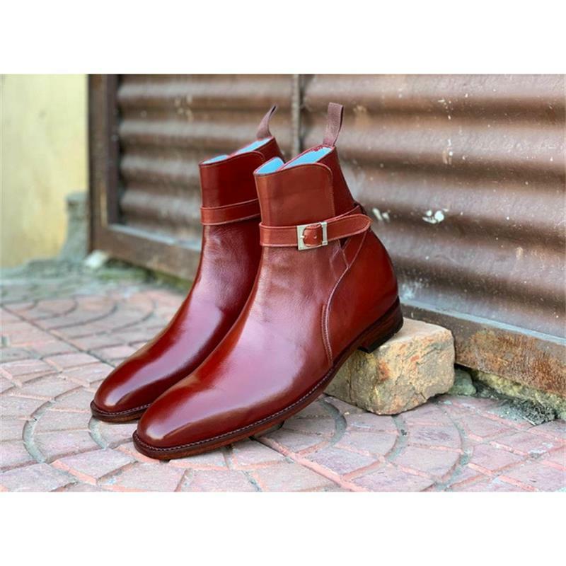 2021 جديد الرجال موضة الأعمال فستان كاجوال أحذية اليدوية الأحمر براون بولي Classic الكلاسيكية حزام الجانب مشبك تنوعا حذاء من الجلد KS373