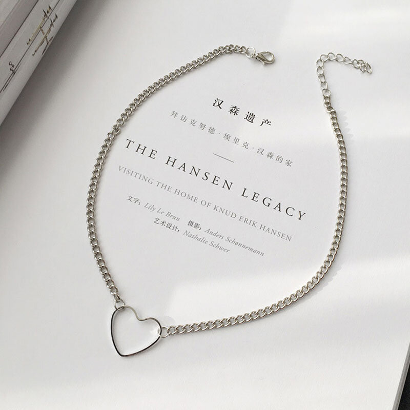 Kpop سبائك الألومنيوم Harajuku الخوخ القلب المختنق القلائد للنساء طوق القوطي بيان سلسلة قلادة مجوهرات الأزياء