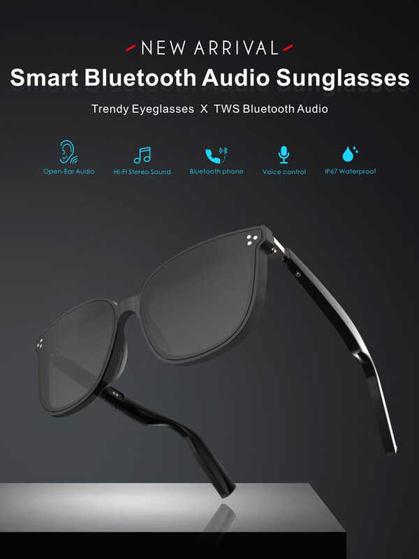 2020 جديد بلوتوث 5.0 نظارات ذكية IP67 احترافي مقاوم للماء TWS سماعة رأس مفتوحة مكالمة صوتية نظارات شمسية مستقطبة متوافقة مع هاتف IOS أندرويد طويل الا...