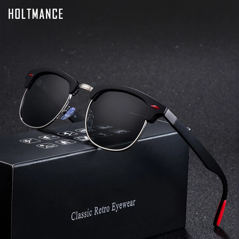 الكلاسيكية برشام الاستقطاب النظارات الشمسية الرجال النساء العلامة التجارية مصمم TR90 الساقين أخف تصميم الإناث نظارات شمسية الذكور مع التعبئة