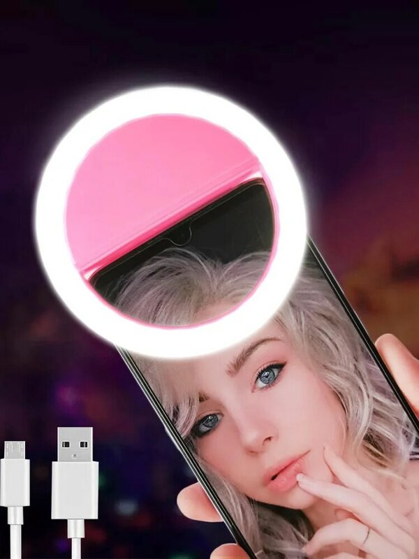 Led Selfie مصباح مصمم على شكل حلقة الجدة ماكياج ings مصباح الهواتف المحمولة صور ليلة مرآة النيون تسجيل