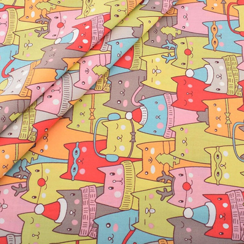نسيج قطني مطبوع ، مجموعة حيوانات كرتونية ، مجموعة قماش مخيط يدويًا ، نسيج سرير أطفال