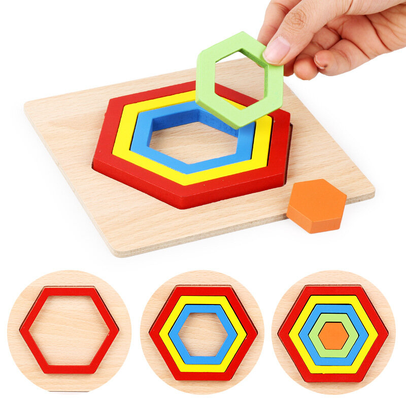 ثلاثية الأبعاد لغز ألعاب خشبية شكل هندسي لتقوم بها بنفسك ألعاب أطفال الإبداعية مباراة بانوراما مجلس الإدراك اللعب