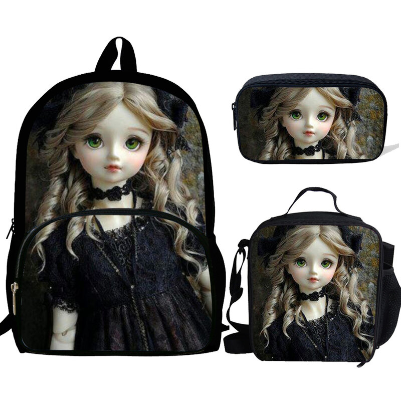مخصص طباعة 3 قطعة حقيبة مدرسية s مجموعة للطلاب جميلة دمية طباعة حقيبة مدرسية الأطفال الكتف Bookbag حقيبة الاطفال