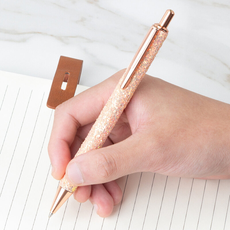2022 سريع قطرة الشحن الترتر الصحافة معدن القلم بو هدية إعلانية قلم حبر جاف مخصص مدرسة مكتب لوازم مكتبية