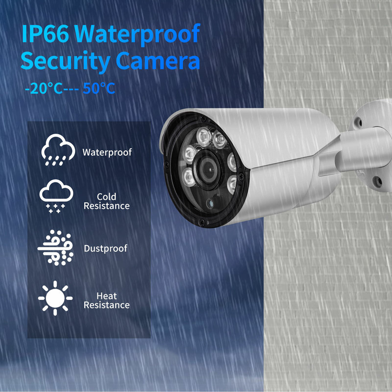 كاميرا IP POE 8 ميجا بكسل من الأداة H.265 + فيديو تكشف عن الوجه لون الرؤية الليلية حماية أمنية مصدر إضاءة مزدوج كاميرا ويب خارجية