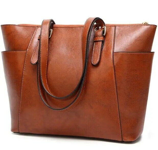 حقيبة يد نسائية كلاسيكية كلاسيكية لينة بولي Leather جلد سعة كبيرة حقائب كتف نسائية 2021 تصميم جديد بسيط حقيبة يد عادية