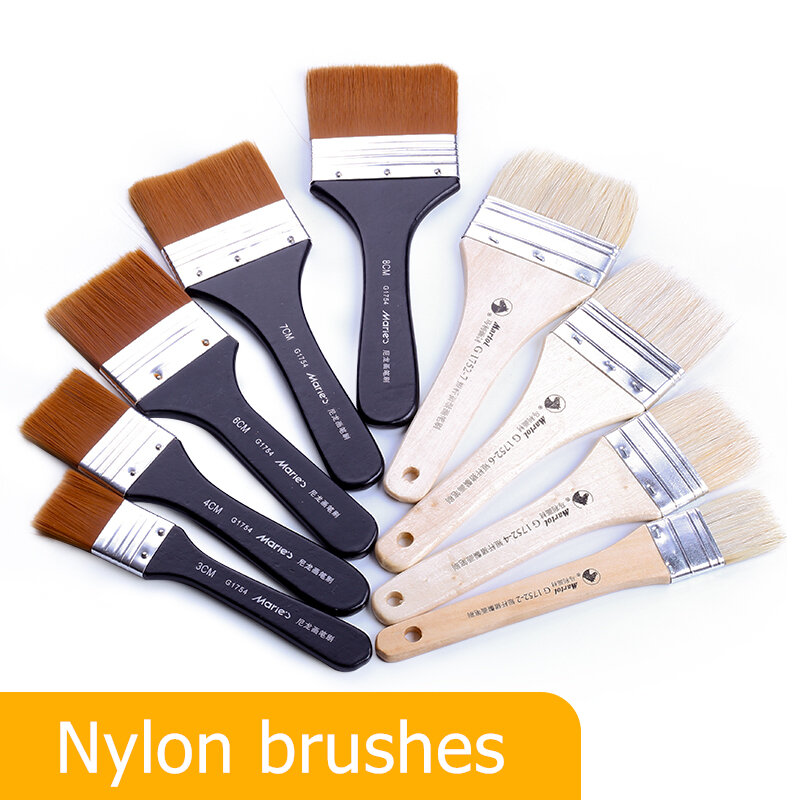 7 Sizes Watercolor Oil Art Gouache Acrylic Paint Brush Nylon Hair Painting Art Brushes Easy To Clean Wooden Pigment Brush G1754