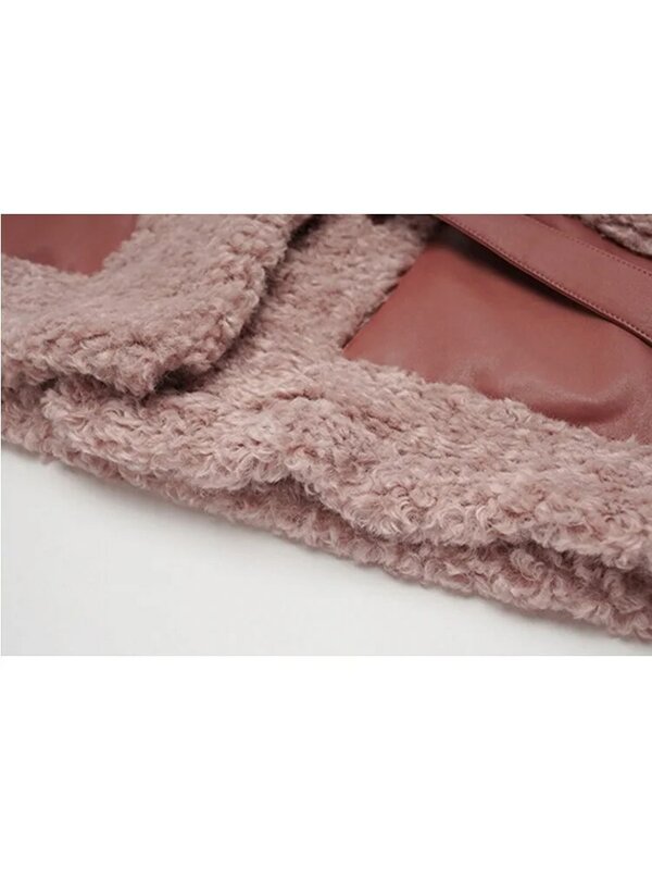 سترات الشتاء السميكة امبسوول معاطف الفراء الصناعي الدافئة 2021 الجديدة ملابس النساء الجيوب الوردية ازياء لطيفة Chaqueta Casaco Feminino