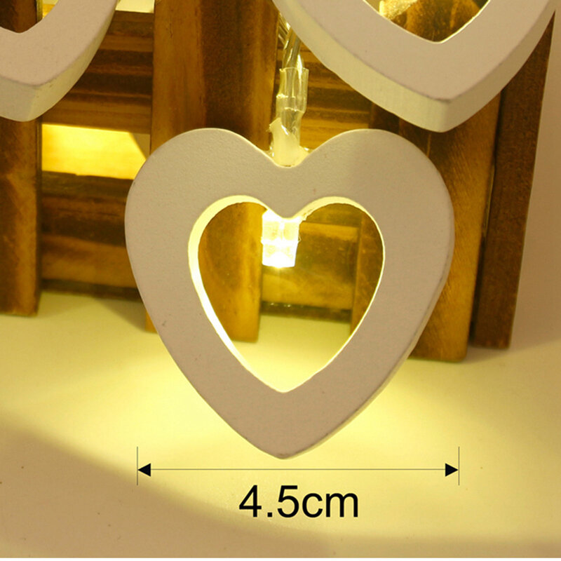 حار! 10 LED خشبية شكل قلب سلسلة أضواء الزفاف الحدث الطرف الديكور عيد الحب ديكور المنزل