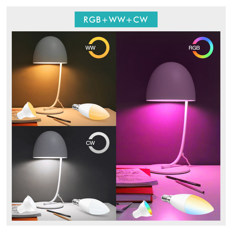 Tuya زيجبي لمبة E14 GU10 الذكية ضوء لمبة RGB + WW + CW اللون تغيير زيجبي مصباح ل فيليبس هيو اليكسا الأمازون جوجل المطلوبة محور