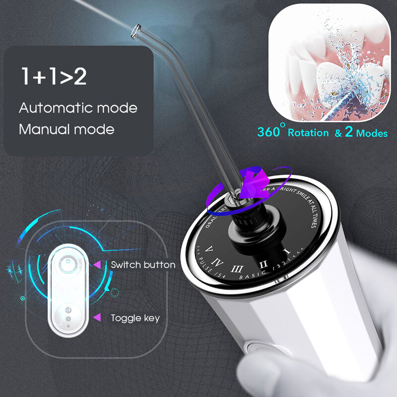 Boi قابلة للشحن 300 مللي اللثة الرعاية الذكية الكهربائية IPX7 عدسة تصميم القابلة للإزالة عن طريق الفم الري للكبار 5 طرق نفاثة مياه للأسنان