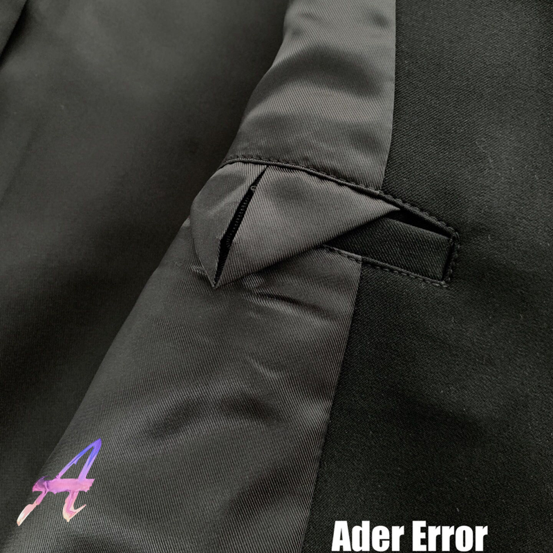 البدلة ذات الأكمام الطويلة من Ader للرجال والنساء بدلة قصيرة سوداء اللون رقيقة بلون واحد بدلة كورية للخطأ
