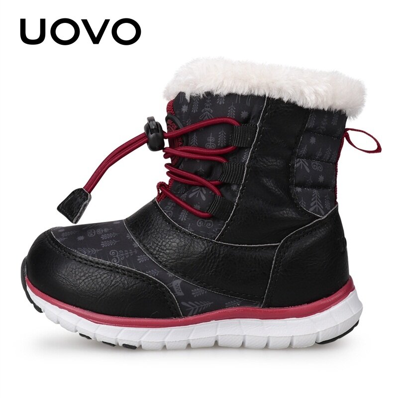 حذاء الثلج للأطفال من UOVO, 2021 UOVO, زوج أحذية الثلج للأطفال شتوية, للبنات و الذكور, حذاء دافئ للأطفال الصغار, الحجم #23-30