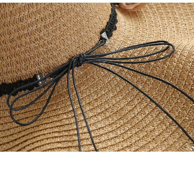 الصيف واسعة حافة قبعة الشمس النساء قبعة من القش قبعة في الهواء الطلق عطلة سيدة الشاطئ قبعة الأزهار عادية