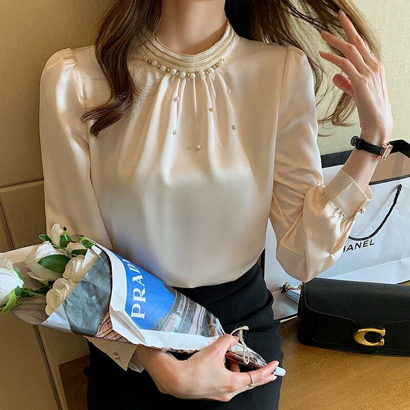 موضة المرأة بلايز وبلوزات الديكور مكتب بلوزة المرأة بلوزة شيفون قميص طويل الأكمام قمصان النساء