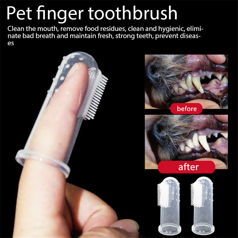 1Pcs Cat Dog Finger Cleaning Toothbrush Pet Detartar Decontamination Silicone Finger Cover Pet Cleaning Supplies Dog Accessories