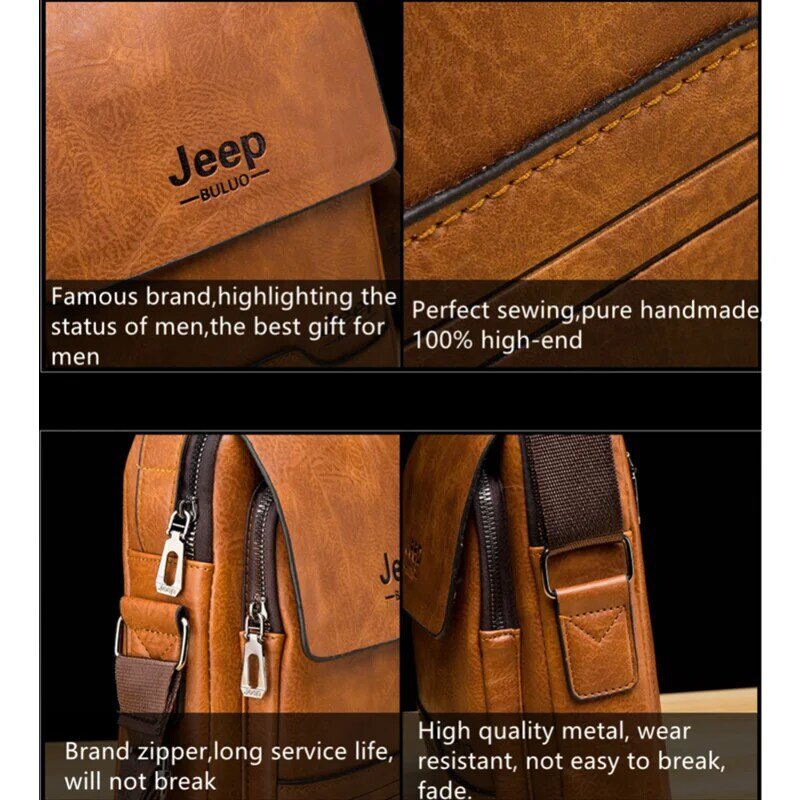 جيب BULUO جديد Crossbody حقيبة كتف للرجل سعة كبيرة الذكور حقيبة ساعي بريد للرجال حقائب جلدية عالية الجودة موضة الأعمال