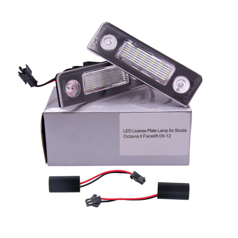 2 قطعة LED CANBUS لوحة ترخيص أضواء رقم لشركة فولكس فاجن سكودا اوكتافيا ll تجميل 09-12 ؛ Facelifted 2003-2012 ؛ Roomster 5J 2006-2010