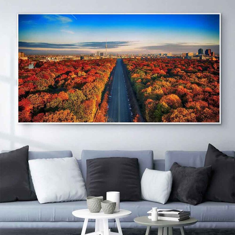 لوحة زيتية جميلة لمنظر الخريف ، قماش فني للطريق ، غرفة المعيشة ، الممر ، المكتب ، الديكور المنزلي ، الحائط