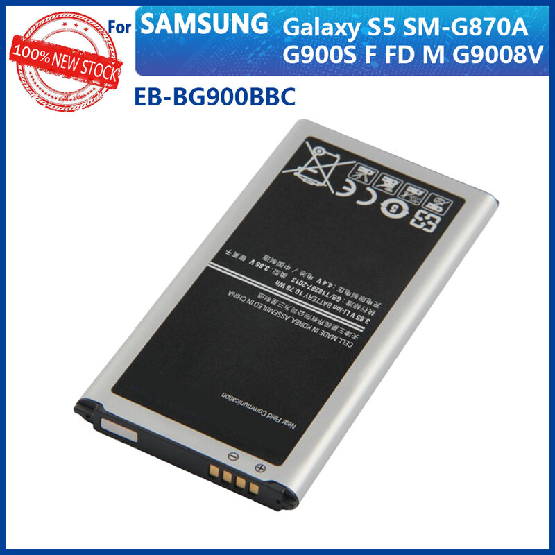 100% حقيقية EB-BG900BBU EB-BG900BBC لسامسونج S5 G900S G900F G900M G9008V 9006V 9008W 9006W G900FD 2800mA NFC الهاتف المحمول